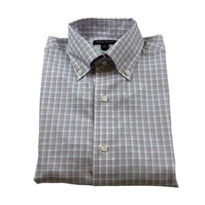 Peter Millar Shirt Men XL Plaid Flex Finish Long Sleeve Button Up Blue Orange